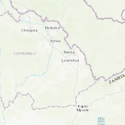 Map showing location of Luanshya (-13.136670, 28.416610)