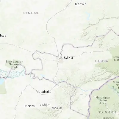 Map showing location of Lusaka (-15.406690, 28.287130)