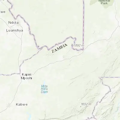 Map showing location of Mkushi (-13.620150, 29.393900)