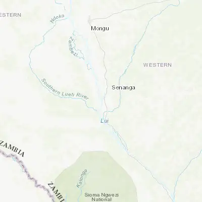 Map showing location of Senanga (-16.116670, 23.266670)
