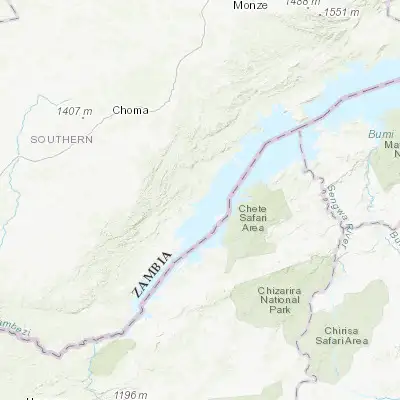 Map showing location of Sinazongwe (-17.261400, 27.461790)
