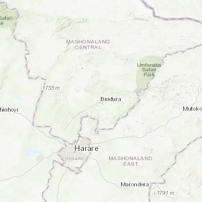 Map showing location of Bindura (-17.301920, 31.330560)