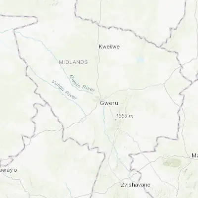 Map showing location of Gweru (-19.450000, 29.816670)