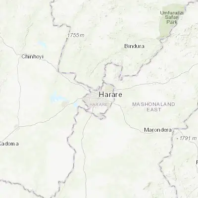 Map showing location of Harare (-17.827720, 31.053370)