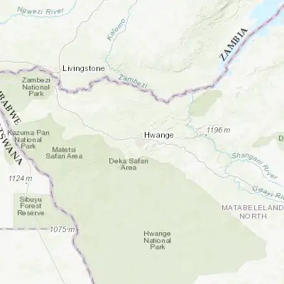 Map showing location of Hwange (-18.364460, 26.498770)