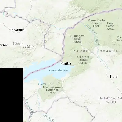 Map showing location of Kariba (-16.516670, 28.800000)