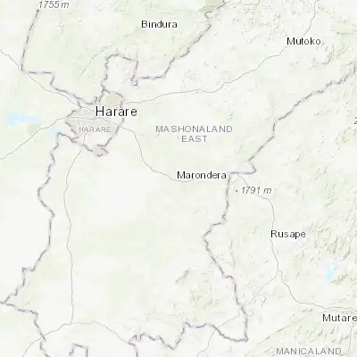 Map showing location of Marondera (-18.185270, 31.551930)