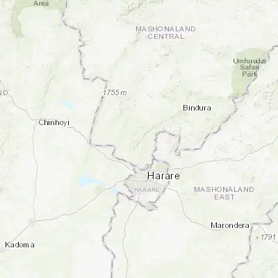 Map showing location of Mazowe (-17.504040, 30.973880)