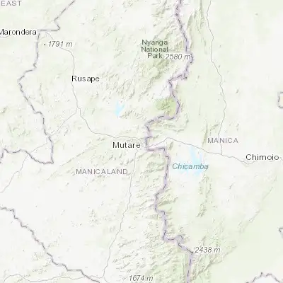 Map showing location of Mutare (-18.970700, 32.670860)