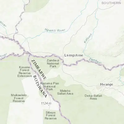 Map showing location of Victoria Falls (-17.932850, 25.830660)